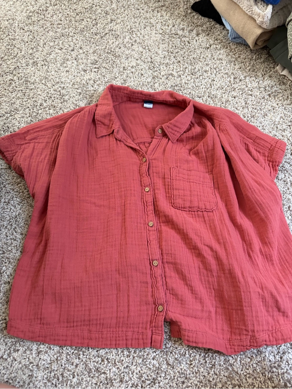 Old Navy Rust Red Gauze Button-Up Blouse